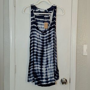 Allen Allen Indigo Tie-Dye Racerback Tank Top Size L